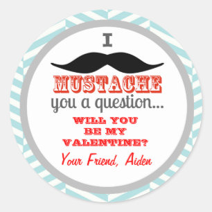 Mustaschbarns valentin klistermärke för dag