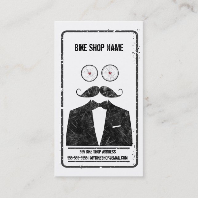Mustaschcykeln shoppar visitkorten visitkort (Framsida)