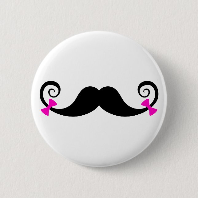 Mustaschdesign med rosa pilbågar knapp (Framsida)