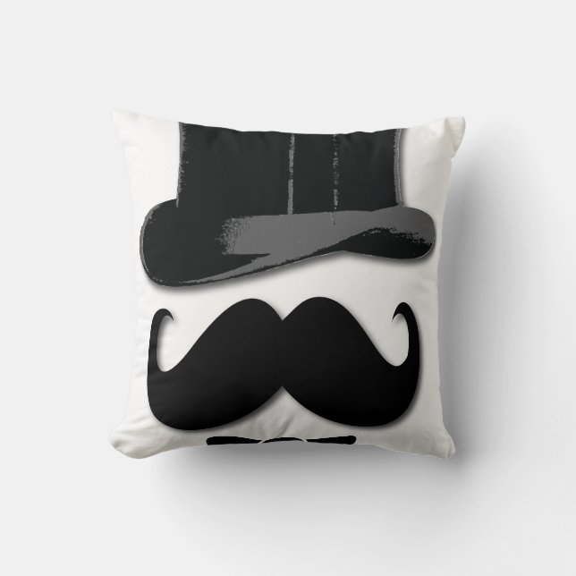 mustaschen, top hat och flugan kudder kudde (Framsida)