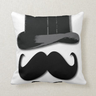 mustaschen, top hat och flugan kudder kudde