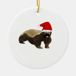 Mustaschhoney badger Santa Julgransprydnad Keramik