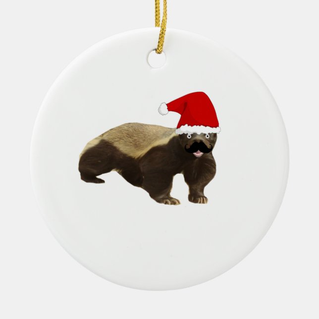 Mustaschhoney badger Santa Julgransprydnad Keramik (Framsidan)