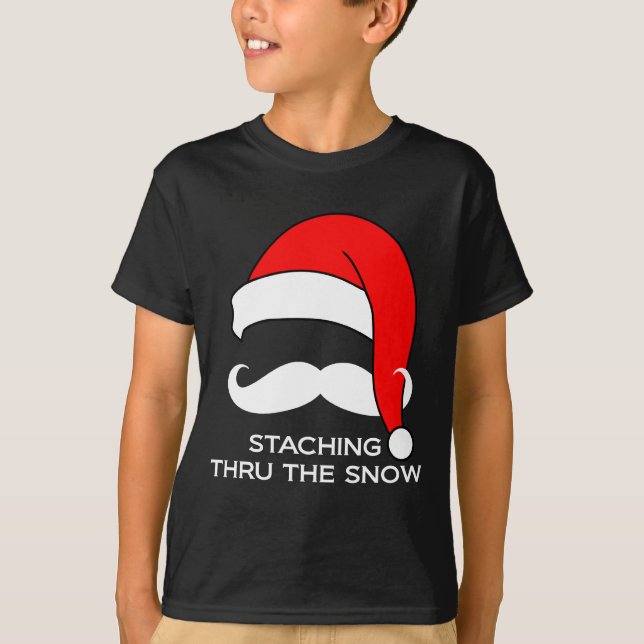 Mustaschjul - Staching till och med snön T-shirt (Framsida)