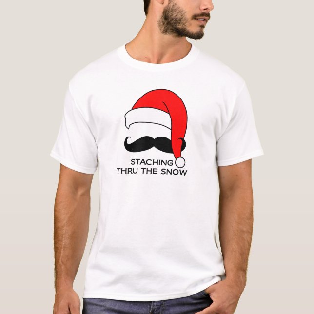 Mustaschjul - Staching till och med snön T Shirt (Framsida)