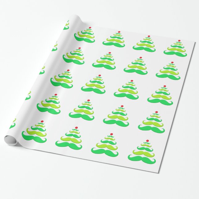 Mustaschjulgran som slår in papper presentpapper (Utrullad)