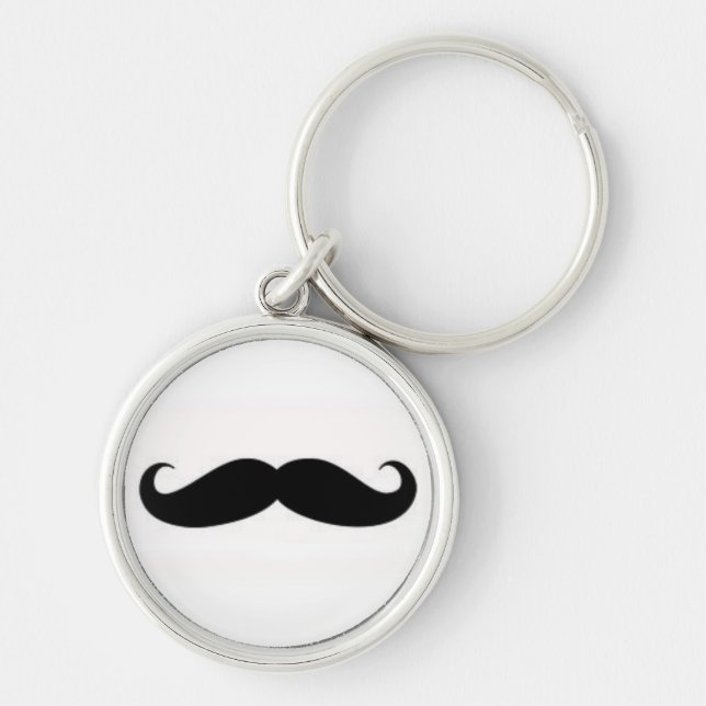 mustaschkeychain rund silverfärgad nyckelring (Framsidan)