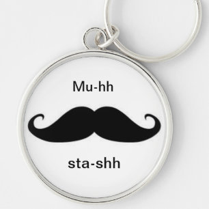 Mustaschkeychain Rund Silverfärgad Nyckelring