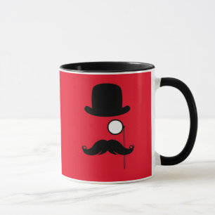 Mustaschman på röd bakgrund mugg