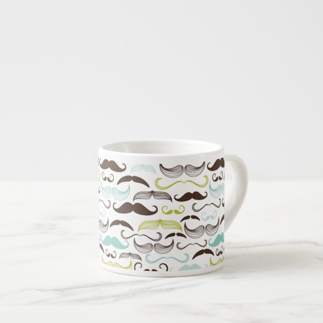 Mustaschmönster, retro stil 2 espressomugg (Framsida höger)