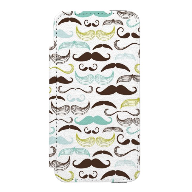 Mustaschmönster, retro stil 2 incipio iPhone wallet skal (Folio Framsidan)