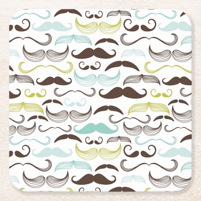 Mustaschmönster, retro stil 2 underlägg papper kvadrat (Framsidan)