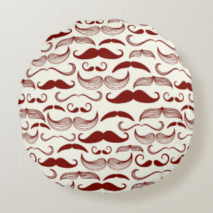 Mustaschmönster, retro stil 3 rund kudde