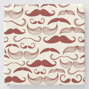 Mustaschmönster, retro stil 3 stenunderlägg