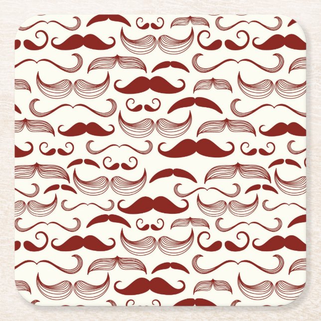 Mustaschmönster, retro stil 3 underlägg papper kvadrat (Framsidan)