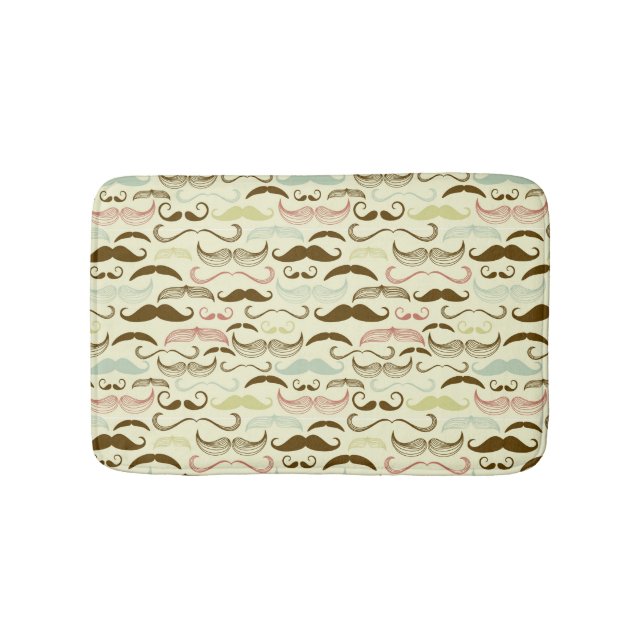 Mustaschmönster, retro stil 4 badrumsmatta (Framsidan)