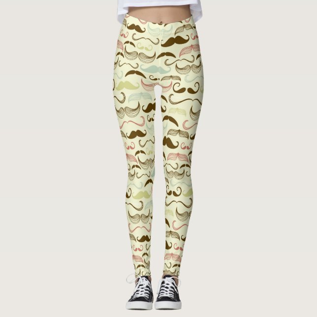 Mustaschmönster, retro stil 4 leggings (Framsida)