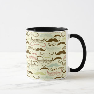 Mustaschmönster, retro stil 4 mugg
