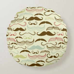 Mustaschmönster, retro stil 4 rund kudde