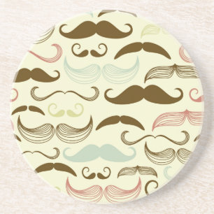 Mustaschmönster, retro stil 4 underlägg sandsten