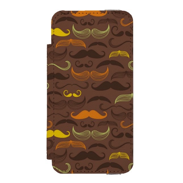 Mustaschmönster, retro stil 5 incipio iPhone wallet skal (Folio Framsidan)