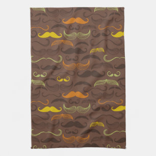 Mustaschmönster, retro stil 5 kökshandduk