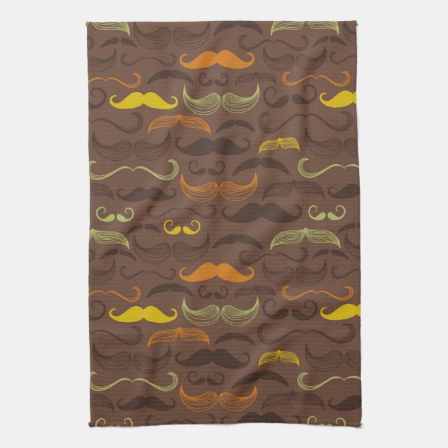 Mustaschmönster, retro stil 5 kökshandduk (Vertikal)