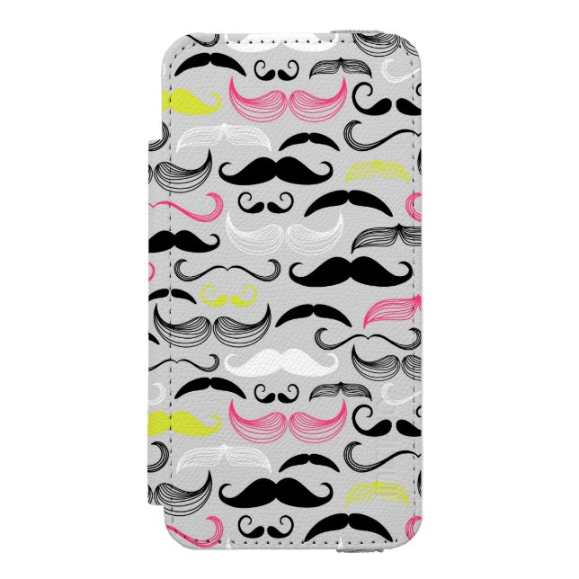 Mustaschmönster, retro stil incipio iPhone wallet skal (Folio Framsidan)