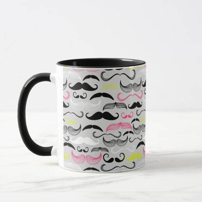Mustaschmönster, retro stil mugg (Vänster)