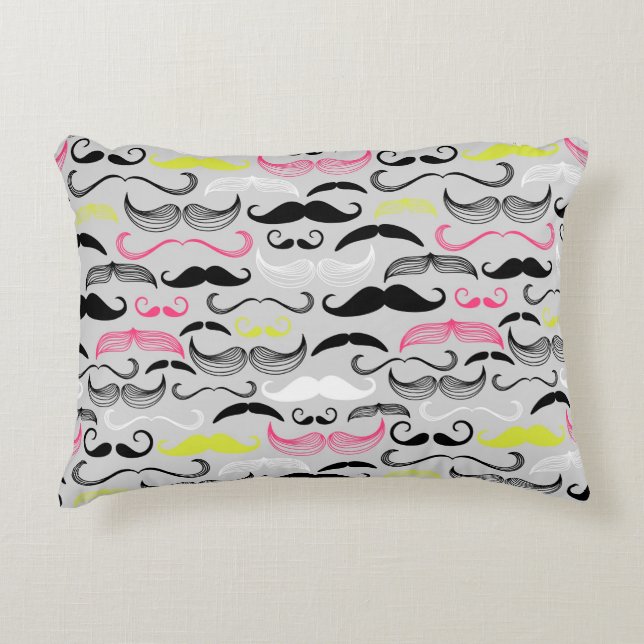 Mustaschmönster, retro stil prydnadskudde (Framsidan)