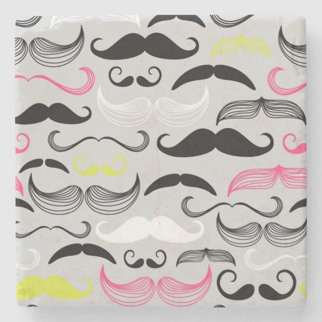 Mustaschmönster, retro stil stenunderlägg (Framsidan)