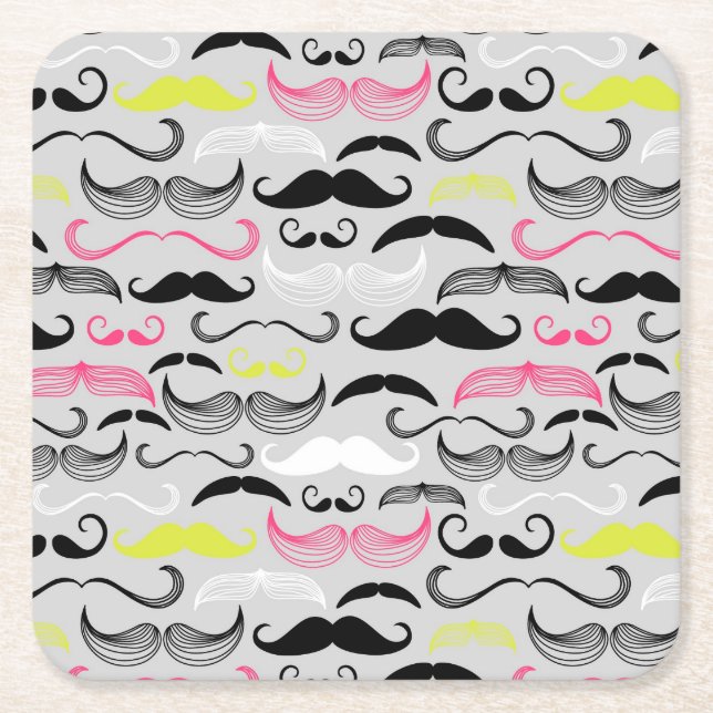 Mustaschmönster, retro stil underlägg papper kvadrat (Framsidan)