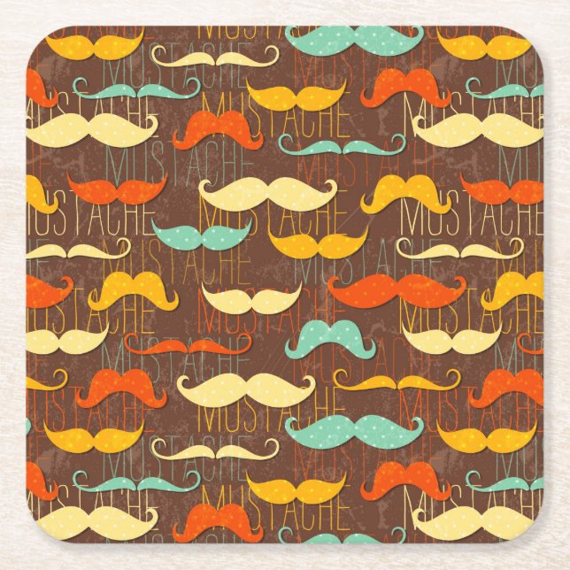 Mustaschmönster Underlägg Papper Kvadrat (Framsidan)