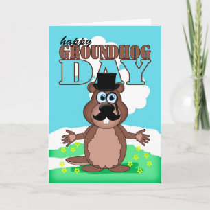 MustaschMoustacheGroundhog dag med den gulliga Kort