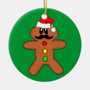mustaschpepparkaksgubbe julgransprydnad keramik