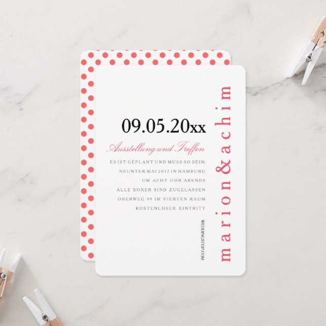 Muster grafisch Polka Punkte Einladung dezent (Fram/Back In Situ)