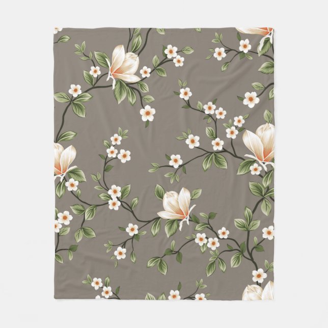 mustered small flowers with green leaves pattern o fleecefilt (Framsidan)