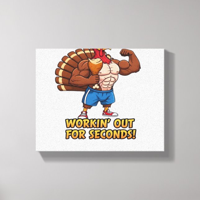 Musular Turkey Gym Champion Funny Thanksgiving Cl Canvastryck (Framsida)