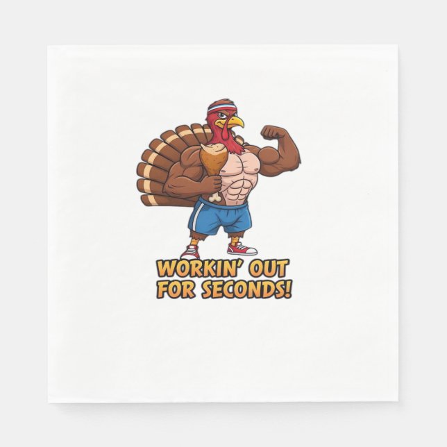 Musular Turkey Gym Champion Funny Thanksgiving Cl Pappersservett (Framsidan)