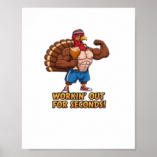 Musular Turkey Gym Champion Funny Thanksgiving Cl Poster (Framsidan)