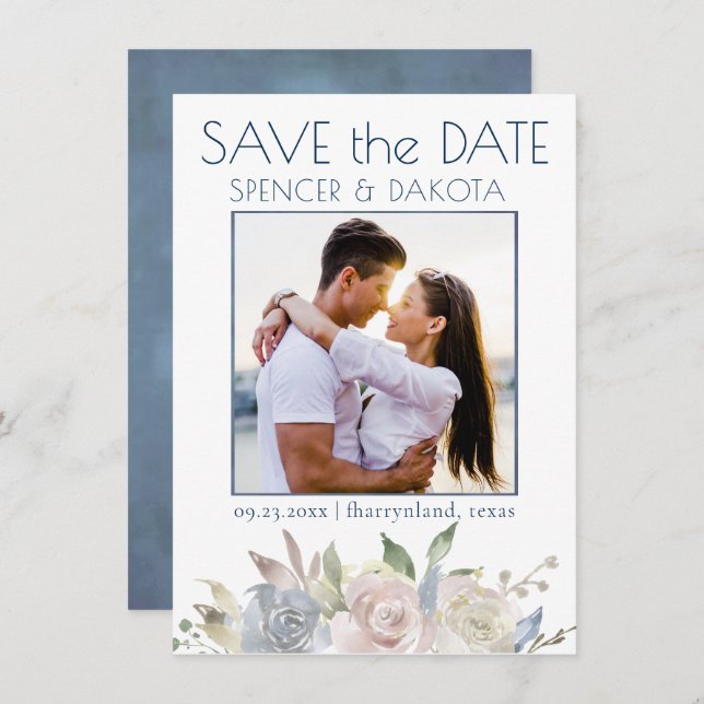 MUT Blommigt Garland | Foto för Rosa av blå Gult Spara Datumet (Fram/baksida)