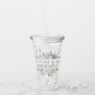 MUT Blommigt Ram   Elegant Ro Bridesmaid Ask Take Away Mugg