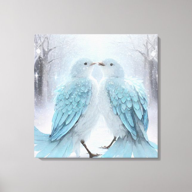 *~* MUT Love birds AP54 Art Winter Canvastryck (Framsida)