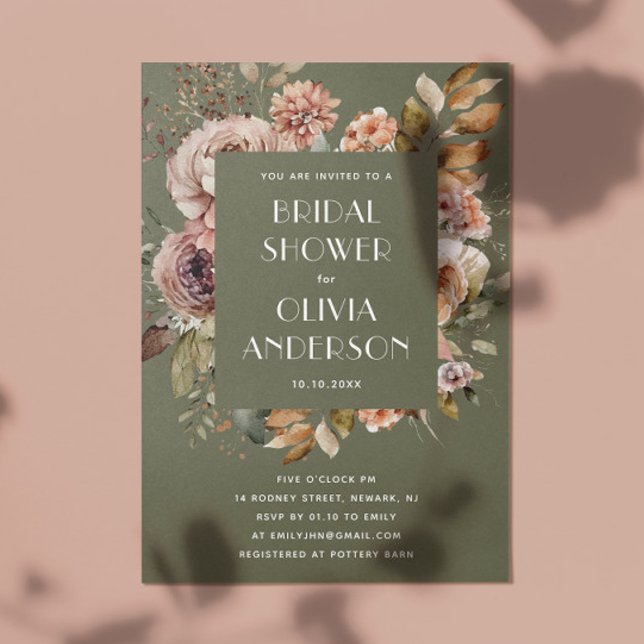 MUT Oliv grönt Möhippa | Woodland Boho Inbjudningar (Skapare uppladdad)