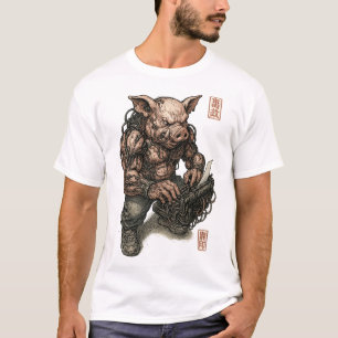 Mutant Gris Warrior - Cyberpunk Butcher med kedjor T Shirt