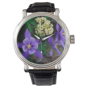Mutanta akvilejavildblommor armbandsur