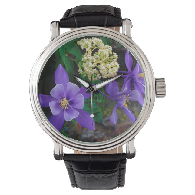 Mutanta akvilejavildblommor armbandsur (Framsida)