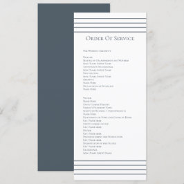 Mute Blue White Order of Service Bröllop Card Inbjudningar