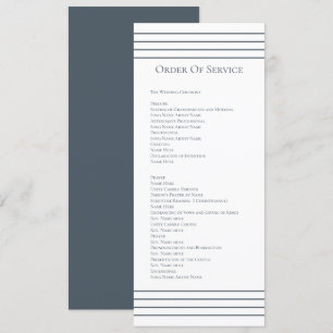 Mute Blue White Order of Service Bröllop Card Inbjudningar