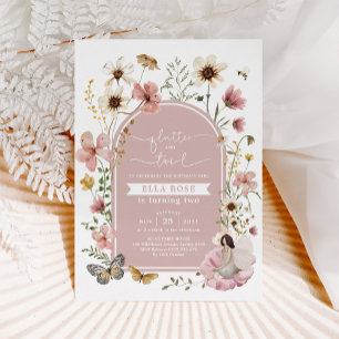 Mute Boho Fairy WildblomGirl Birthday Inbjudningar